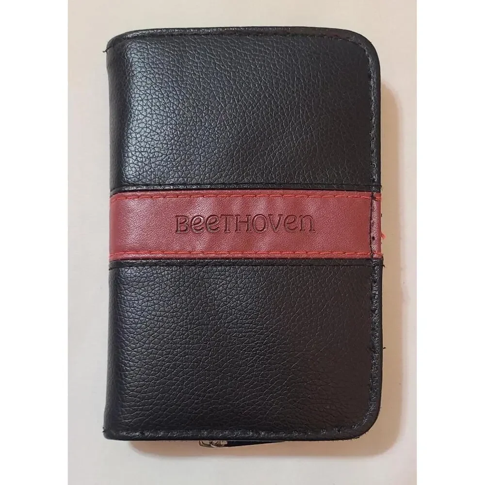 Vtg Beethoven Travel Grooming Kit Mens Black Leather Zipper Case Incomplete GUC